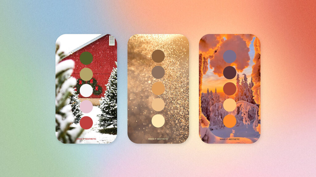 Gradient with three Christmas and winter color palettes
