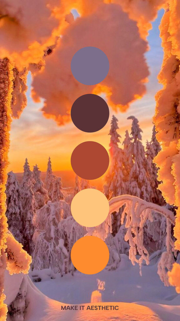 Winter snowy forest sunset tones scheme.