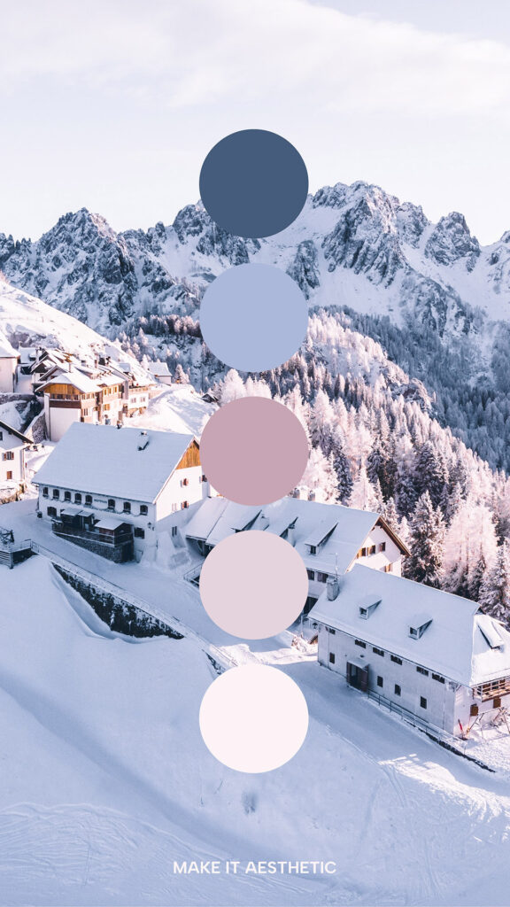 Snowy mountain grey and pink tones color palette