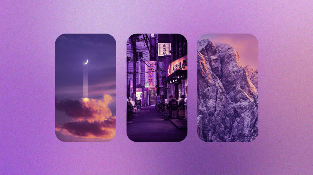 Gradient with three Christmas Purple Aesthetic Wallpapers