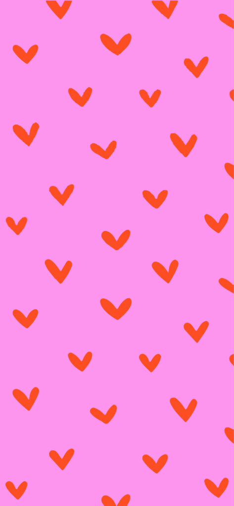 A pink background with scattered red heart shapes. Free Valentines Aesthetic Backgrounds.