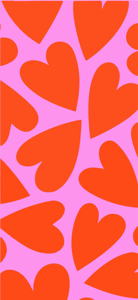 A vibrant pattern of large, red hearts against a pink background. Free Valentines Aesthetic Wallpapers