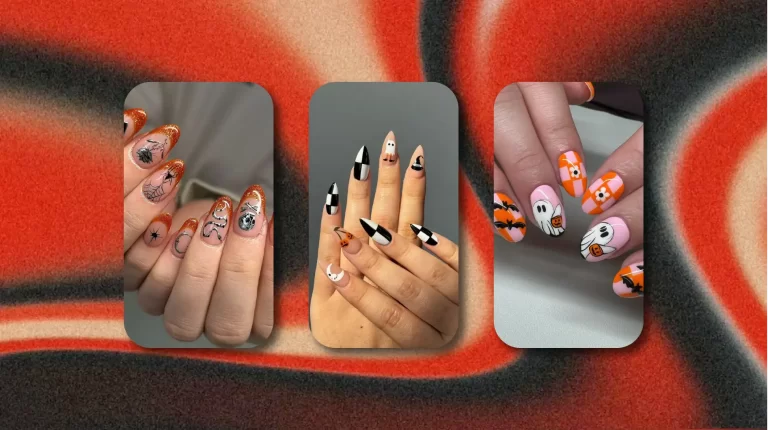 Cover with three three Halloween nail designs